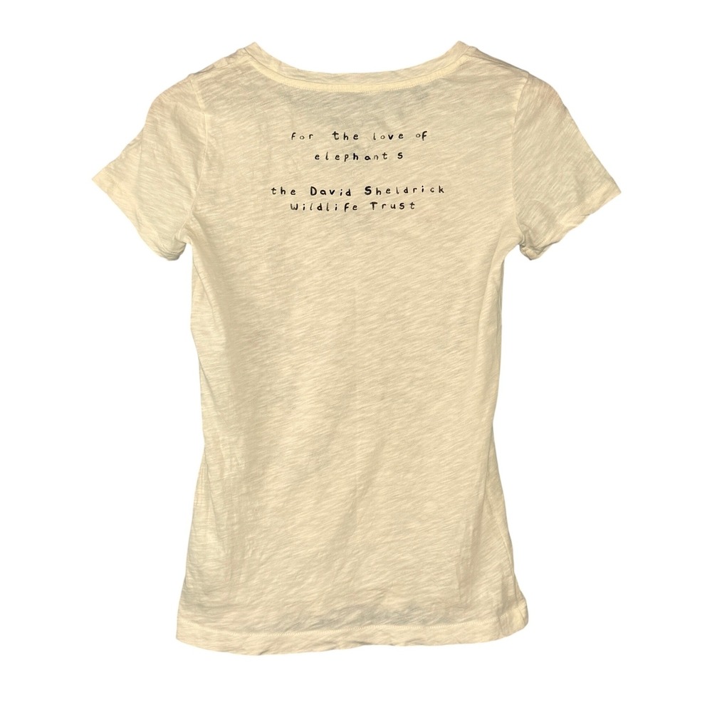 J.Crew T-Shirt Womens XS Cream Elephant Graphic David Sheldrick Wildlife Trust - Picture 3 of 6